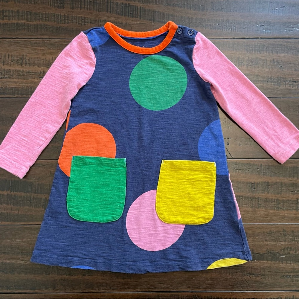 Mini Boden Long Sleeve Polka Dot Dress